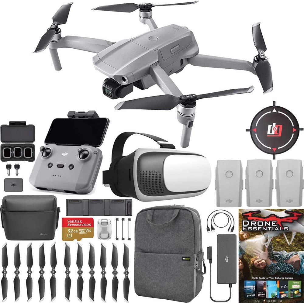 DJI CP.MA.00000167.03 Mavic Air 2 Drone Quadcopter Fly More Combo (Renewed) With 1 YR CPS Protection Pack Bundle with Landing Pad, 32GB Memory Card, Drone Essentials Software, Backpack and VR Viewer