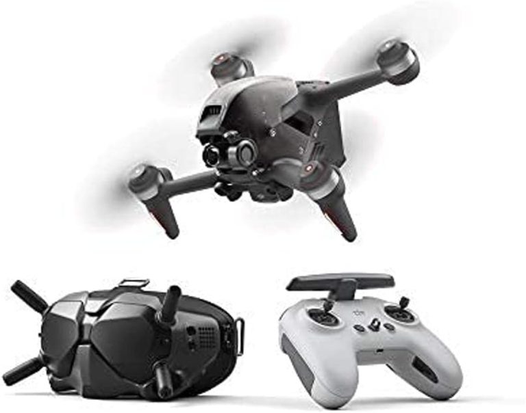 DJI FPV Combo w/ Fly More Kit (2 more batteries & 1 charging hub) – First-Person View Drone Quadcopter UAV w/ 4K Camera, Flight Mode, Super-Wide 150° FOV, HD Low-Latency Transmission, E-Brake & Hover