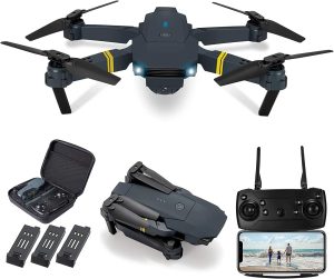 Drones with Camera for Adults and Kids 4K Foldable RC Quadcopter E58 Drone with 1080P HD Camera Mini Drone for Kids Gifts, Carrying Case, One Key Start, Altitude Hold, Headless Mode,3D Flips