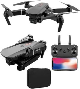 E88 Pro Drone with 4K Camera, WiFi FPV 1080P HD Dual Foldable RC Quadcopter Altitude Hold, Headless Mode, Visual Positioning, Auto Return Mobile App Control, Black, 7.83 x 7.17 x 2.87 inches