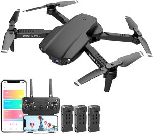 Drone with 4k HD Wide Angle Camera for Kids Adults Beginners, Foldable WIFI FPV Drone with Dual Camera Quadcopter 3 Speeds Adjustment, Toys Gifts for Boys and Girls