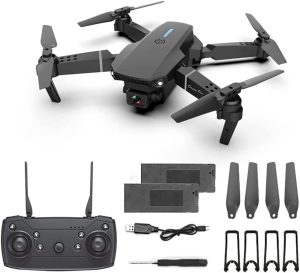 Drone with Camera for Adults Kids, Foldable RC Quadcopter, Helicopter Toys, 4K Dual Cameras Drone for Beginners, One Key Start, Altitude Hold,Headless Mode,3D Flips, 2 Batteries, Carrying Case