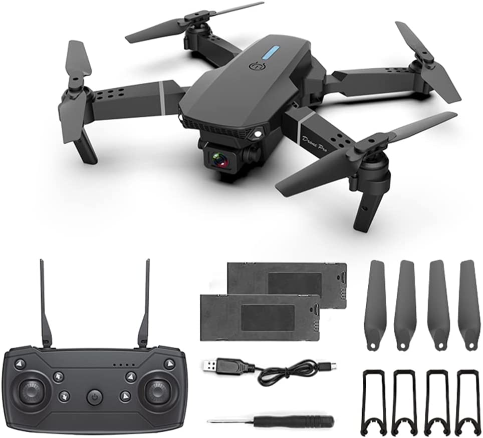 Drone with Camera for Adults Kids, Foldable RC Quadcopter, Helicopter Toys, 4K Dual Cameras Drone for Beginners, One Key Start, Altitude Hold,Headless Mode,3D Flips, 2 Batteries, Carrying Case