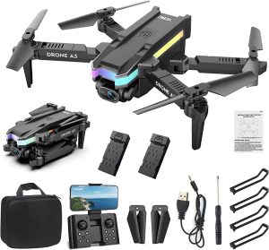 Drones with Camera for Adults Dual 4k HD FPV Camera, Remote Control Foldable Drone, Altitude Hold, Headless Mode, One Key Start Speed Adjustment, Trajectory Flight, Birthday Gift for Boys Girls