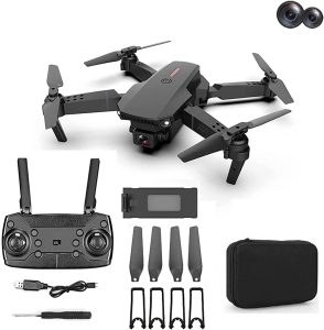 Foldable Drones with Camera for Adults 4K 1080P Ultra HD Dual Camera Beginners FPV Camera Remote Control Toy Headless Mode One Button Start Speed Adjustment