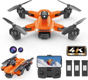 MUMAIS 2023 Foldable FPV Drone with Adjustable 4K HD WiFi Dual Camera;Lightweight RC Quadcopter for/Adults/Beginner/Kids,3 Batteries,Trajectory Flight,Gesture Control/Follow Me Mode(F184-black)
