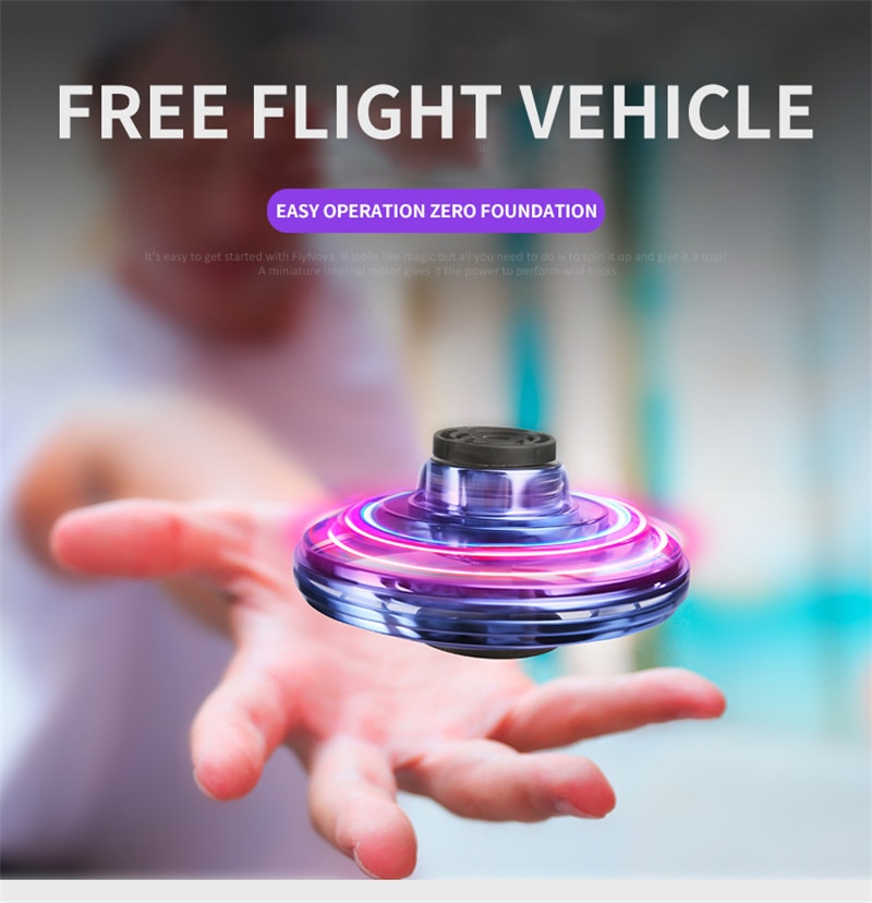 Flynova Mini Drone LED UFO Type Flying Helicopter Spinner Fingertip Upgrade Flight Gyro Drone Aircraft Toy Adult Kids Gift