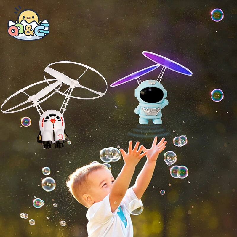 Flying Robot Astronaut Toy Aircraft High-Tech Hand-Controlled Drone Interactive Dual Wings with Lights Outdoor GiftS for Kids