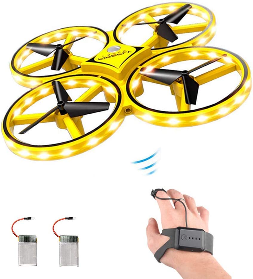 ForBEST Gesture Control Drone Rc Quadcopter Aircraft Hand Sensor Drone with Smart Watch Controlled, 2 batteries, 360° Flips, Led Light, 3 Modes, USB Cable, Best Gift for Kid