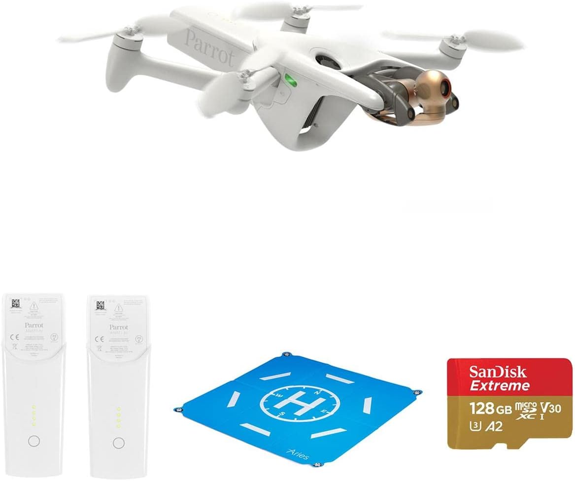 Parrot ANAFI Ai Drone Bundle with Spare Batteries, 128GB microSD Memory Card, Landing Pad