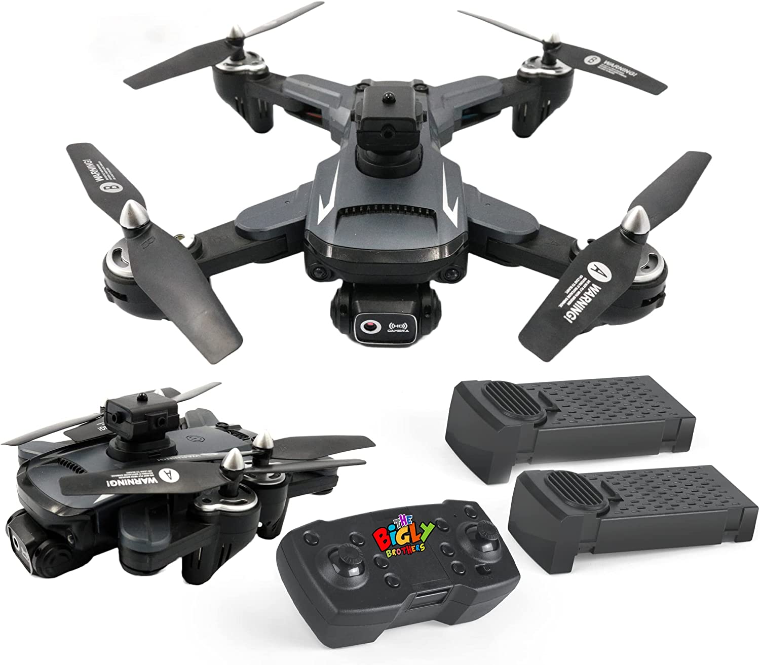 The Bigly Brothers E58 Mark V Extremis 1080P Drone with Camera, Brushless Motors, 360 Degrees of Obstacle Avoidance, 2 Batteries Included, Below 249 Grams, NO ASSEMBLY REQUIRED, Ready to Fly! – Black