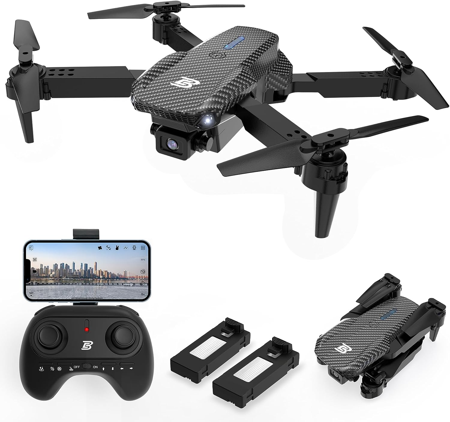 BEZGAR BD101 Drone with 1080P Camera for Adults and Kids – Foldable FPV Remote Control Drone with Gestures Selfie, Auto Hover, One Key Start/Land, 3D Flips, 2 Batteries, Toys Gifts for Boys Girls