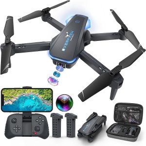 Drone with 1080P Camera for Adults and Kids, Foldable FPV Remote Control Quadcopter with Voice Authority, Gestures Selfie, Altitude Hold, One Key Start, 3D Flips, 2 Batteries, Toys Gifts for Boys Girls