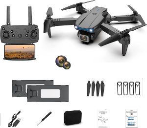 E99pro Drone Dual Cameras Dual Batteries 4k High-Definition Aerial Photography Folding Four-Axis Aircraft Fixed Height Remote Authority Aircraft Toy