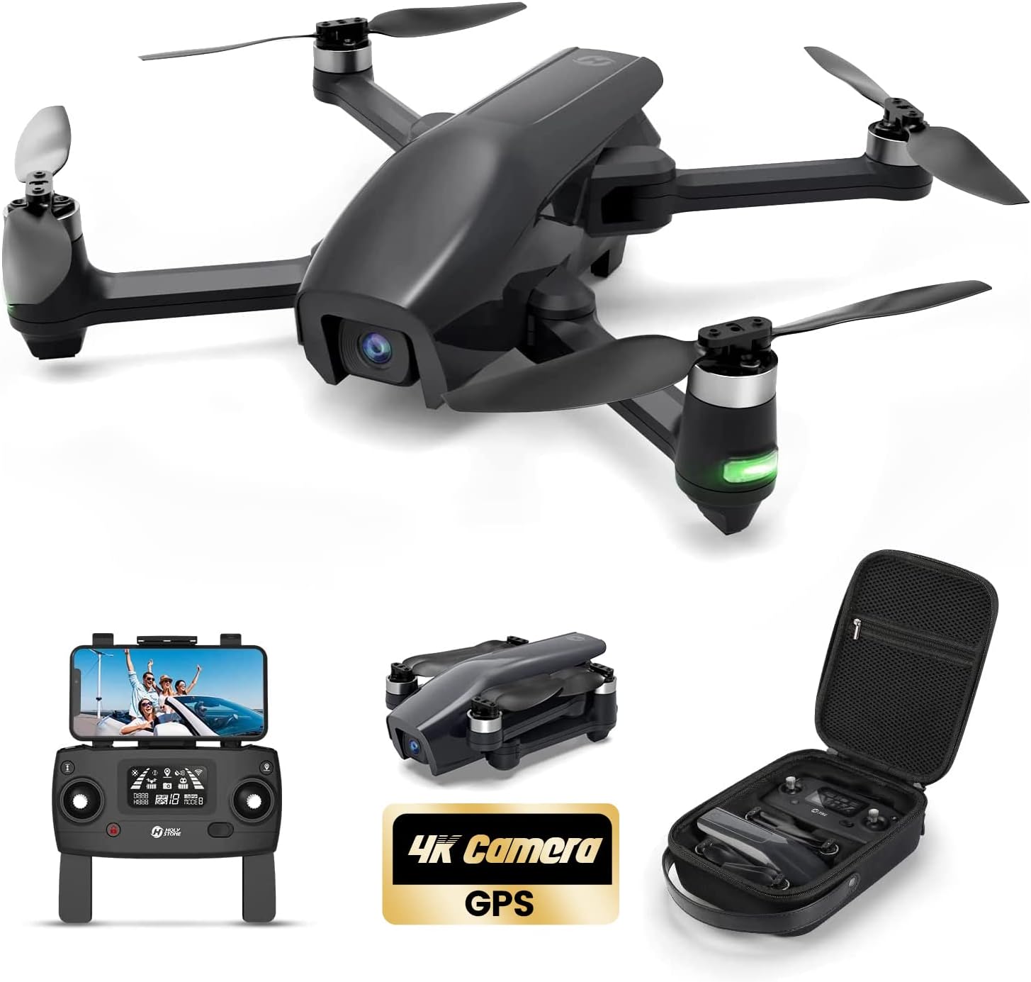 Holy Stone HS710 Drones with Camera for Adults 4K, GPS FPV Foldable 5G Quadcopter for Beginners with Optical Flow Positioning, Auto Return Home, Follow Me, Brushless Motor, Easy to Fly