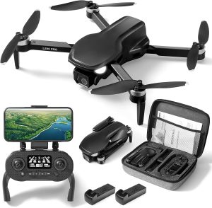 HYG Toys GPS 4K Drone with Camera for Adults, Brushless Motor, Circle Fly, Waypoint Fly, Altitude Hold, With 2 Battery 50 Mins Long Flight, and Outdoor Carrying Case (Black)