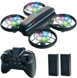 JIETENGFEI RC Drone with Altitude Hold and Headless Mode,Quadcopter with Blue&Green Light,Propeller Full Protect,2 Batteries and Remote Command,Easy to fly Kids Gifts Toys for Boys and Girls