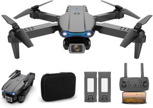 KADOWL Drone for Kids adult with 4K Camera，Remote Control Foldable Drone with Carrying Case，Gifts for Boys Girls with Altitude Hold, Headless Mode, One Key Start Speed Adjustment Auto Hovering, 3D Flips 2 Batteries, Long Endurance, Black