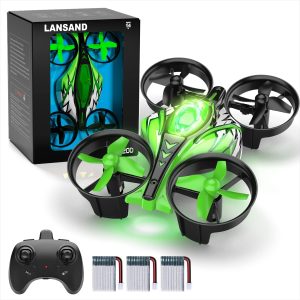 LANSAND 2Pack Mini Drones for Kids,Beginners,Adults, Small RC Drone Quadcopter with 2-In-1 Race and Fly Mode,LED Light,Altitude Hold,3D Flip,4 Batteries,Stress Relief for Adult,Toy Gift for Boys Girls