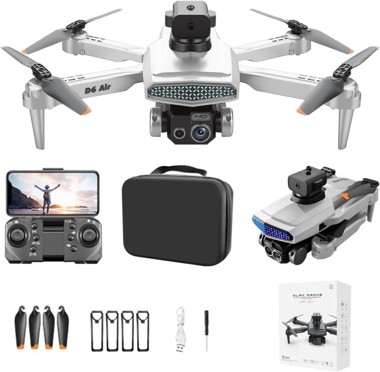 4K Drone with Three-Cameras, Foldable HD Fpv Drone Remote Control Quadcopter Toys Gifts for Adult Beginners, With Phone Control, Battery, Electronic Antishake, Altitude Hold Mode (Black)