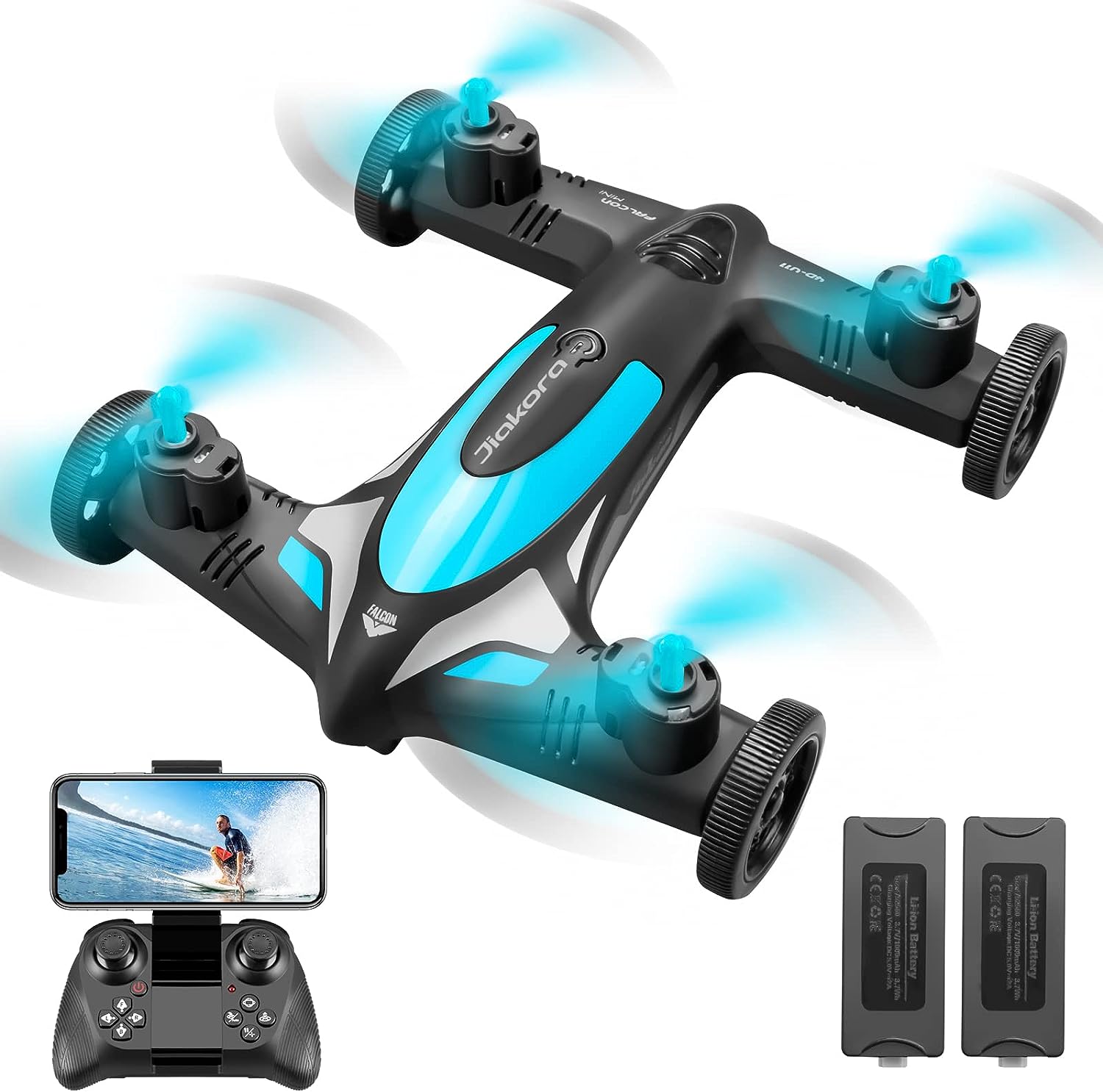 Jiakora V11 Mini Drone with Camera for Kids, Drone for kids 8-12, 1080P HD FPV Remote Control Quadcopter Drone for beginners with Land Mode or Fly Mode, 2 Batteries, App Control, Altitude Hold, Headless Mode, 3D Flips, Gift Toy for Boys Girls