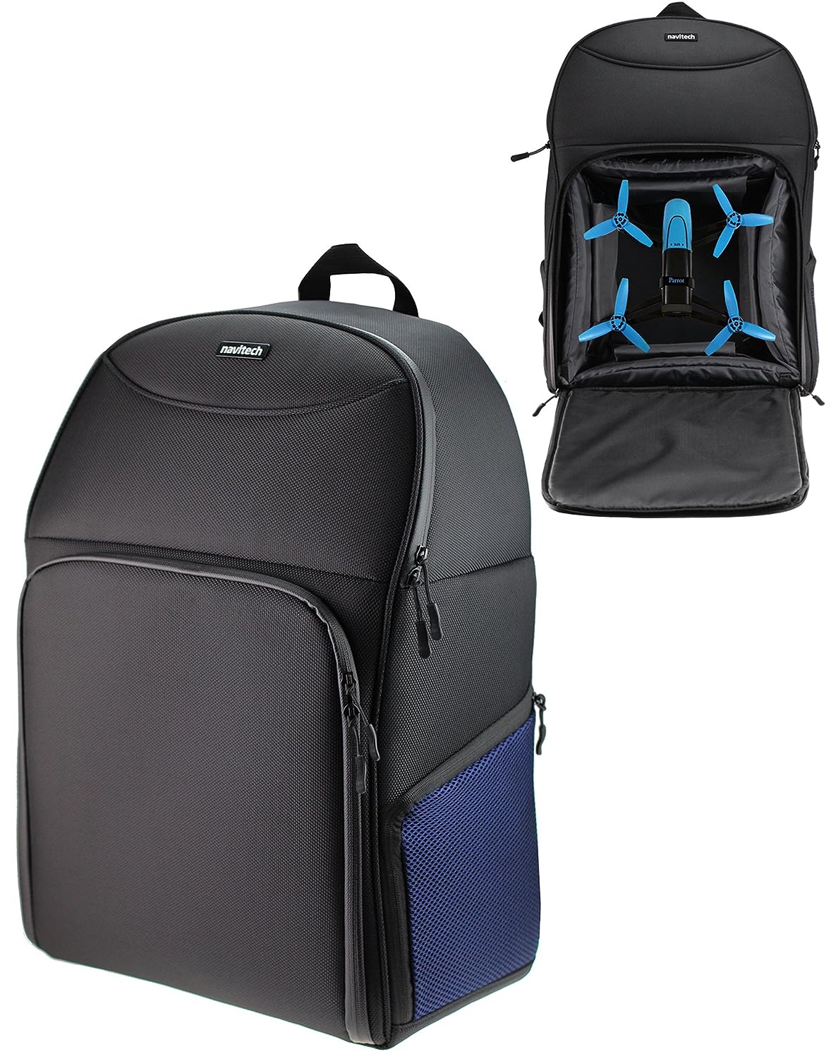 Navitech Rugged Black & Blue Backpack/Rucksack Compatible with The Drones/Quadcopters Including The Parrot Bebop Drone/Parrot Bebop 2