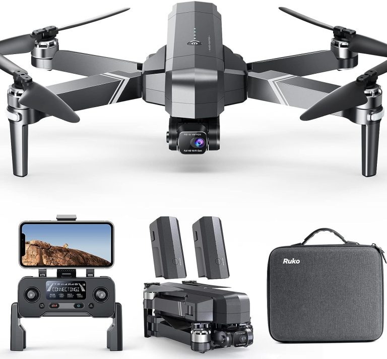 Ruko F11GIM2 Drones with Camera for Adults 4K, 9800ft Long Range Video Transmission, 3-Axis Gimbal, 56Mins Flight Time GPS Auto Return and Follow Me Quadcopter with 2 Batteries, Level 6 Wind Resistance