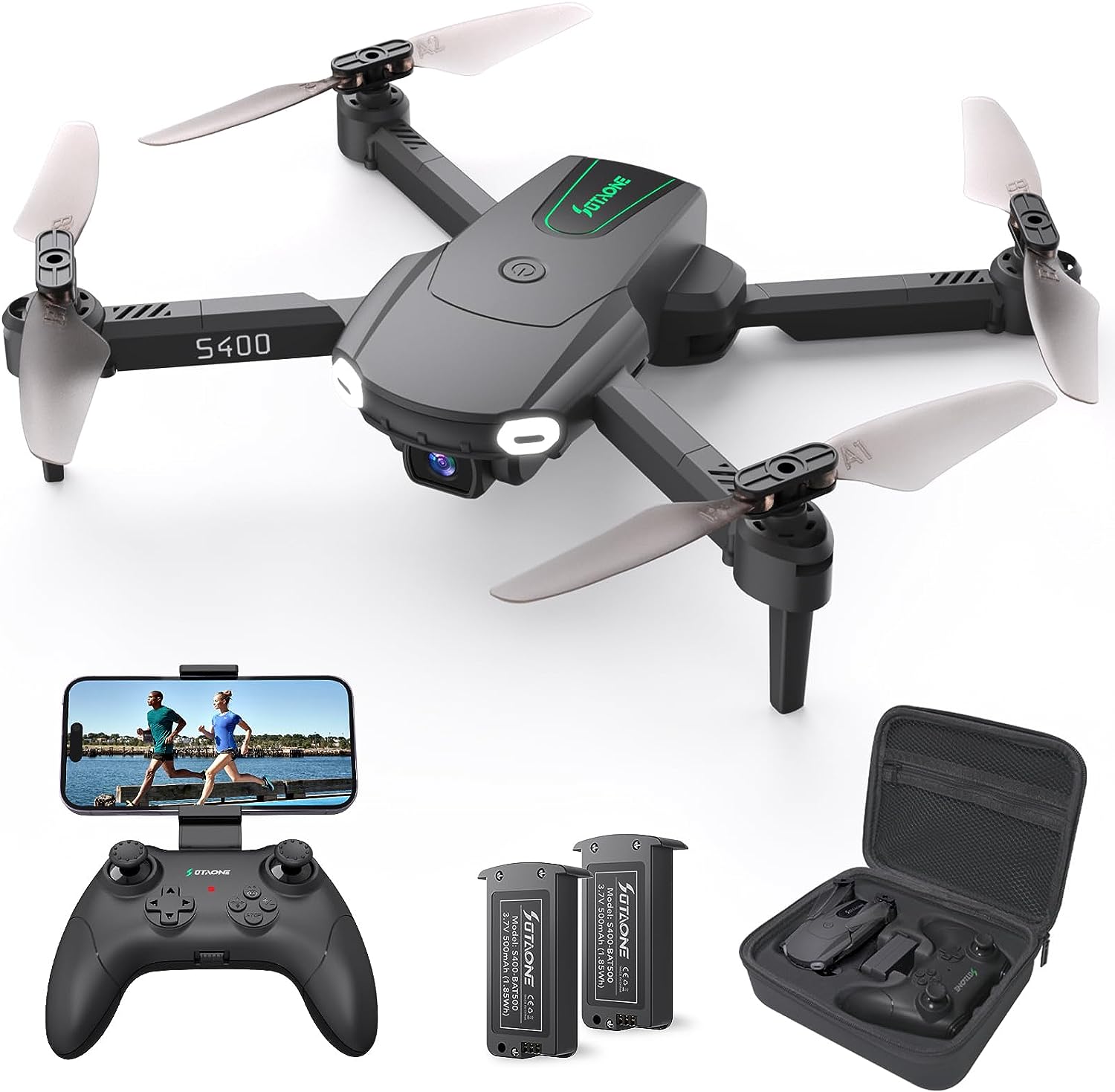 SOTAONE S400 Drone with Camera for Adults Kids, 1080P HD Foldable Mini Drones for Boys Girls, Remote Control Helicopter Toys Gifts with Auto-hovering, One Key Start, Self-spin, 3 Speeds, 2 Batteries