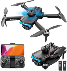 4K Drone for Kids 8-12, 1080P HD FPV Foldable Drone with Carrying Case, 2 Batteries, 90° Adjustable Lens, One Key Take Off/Land, Altitude Hold, 360° Flip, Toys Gifts for Kids, Adults, Beginner