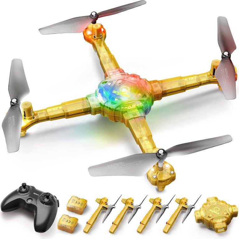 DIY Drone for Kids and Beginners, SYMA X440 RC Drones with Detachable Arms, Remote Control Quadcopter Toys with 7-color LED Light, 360° Flips, 16 Mins to Fly, One-key Start and Altitude Hold, Black