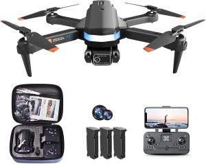 Drones with Camera for Adults, JIM 1080P HD Mini FPV Drone for Kids Beginners, Foldable RC Quadcopter Toys Gifts for Boys Girls with 3 Batteries, Altitude Hold, Gravity Control and Carry Case