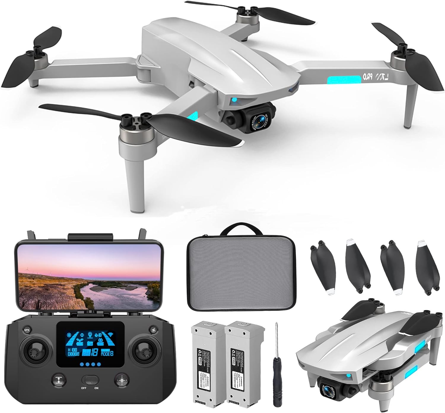 HHD Drones with Camera for Adults 4K: Designed for Beginners, Ultra-Stable Flight, Dual Batteries, Easy-to-Use GPS, Real-Time Transmission, and 2 Sets of Replacement Blades