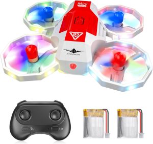 Rc Drone for Beginner, JoyKey Easy Mini Drone for kids with Adjustable LED Light, Indoor Quadcopter with Speed Mode, Altitude Hold, 3D Flip, Auto Rotation, One Key Start/Land, Headless Mode and 2 Batteries, Drone Toy for Boys & Girls