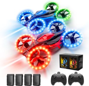 ARMEW Mini Drone for Kids,Beginners,Adults, 2Pack Battle Drone, Small RC Drone Quadcopter with LED Light, 2-In-1 Race and Fly Mode,Altitude Hold,3D Flip,4 Batteries Toy Gift for Boys Girls