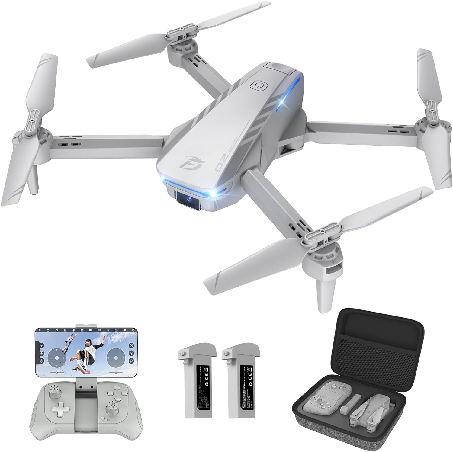 Drone with 1080P UHD Camera for Adults Beginners, Ficinto FPV RC Quadcopter with 3D Flip, Gravity Sensor, Gesture Control, Altitude Hold, One Key Start, Headless Mode, Auto Hover, 2 Batteries(30Mins)