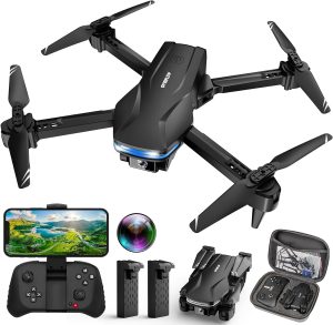 Drone with Camera 1080P HD FPV Foldable Drone for Beginners and Kids, Quadcopter with Voice Gesture Control with Carrying Case, One Key Take Off/Land, Optical Flow Positioning, 360° Flip, Waypoint Fly