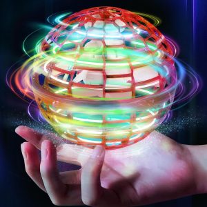 Flying Ball Toy Globe 360°Rotating Hand Controlled Flying Orb Ball Toys Magic Led Lights Controller Mini Drone Flying Toy Boomerang Fly Spinners for Kids Adults Indoor Outdoor (Orange)