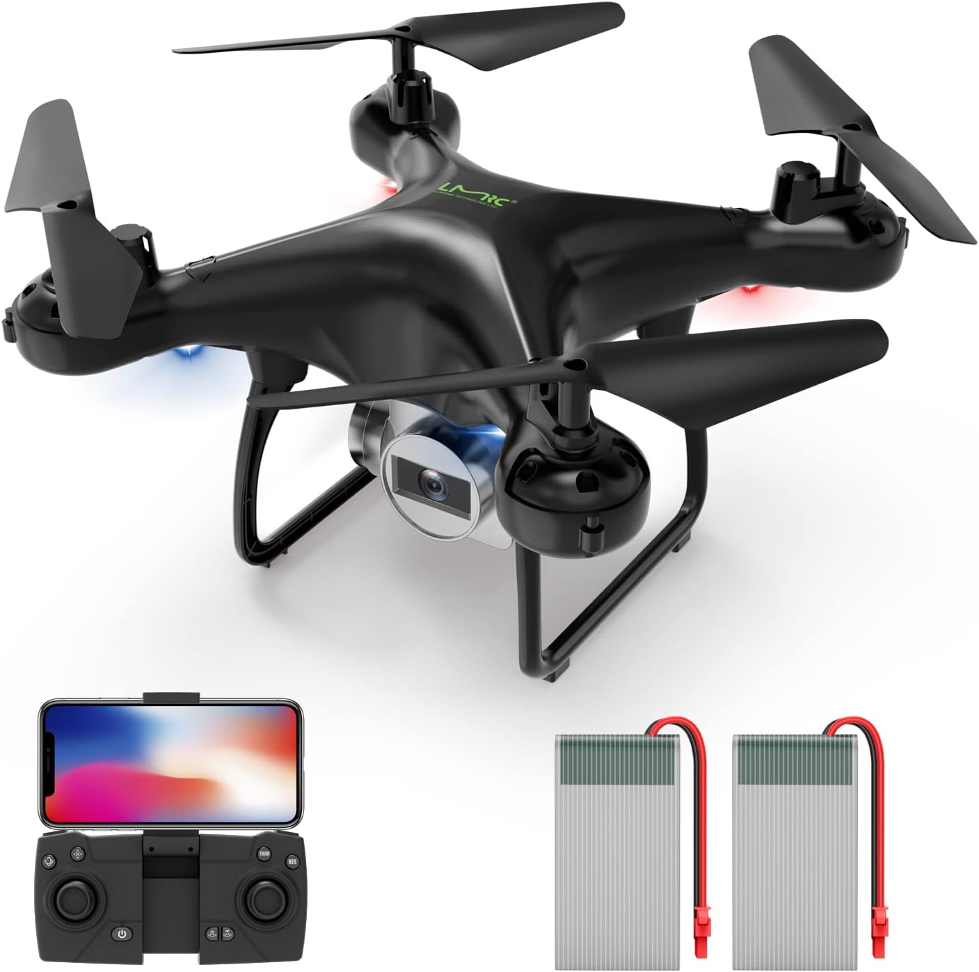 LMRC-LM04 FPV drone with 1080P HD camera for adults and children, 2 modular batteries, RC quadcopter drone, optical flow, altitude hold, headless mode, one-touch takeoff/landing, WiFi live video