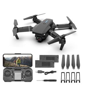 2023 Foldable Drone with 4K Dual Camera for Adults, RC Quadcopter WiFi FPV Live Video, Altitude Hold, Headless Mode, One Key Take Off for Kids or Beginners with 2 Batteries, Carrying Case