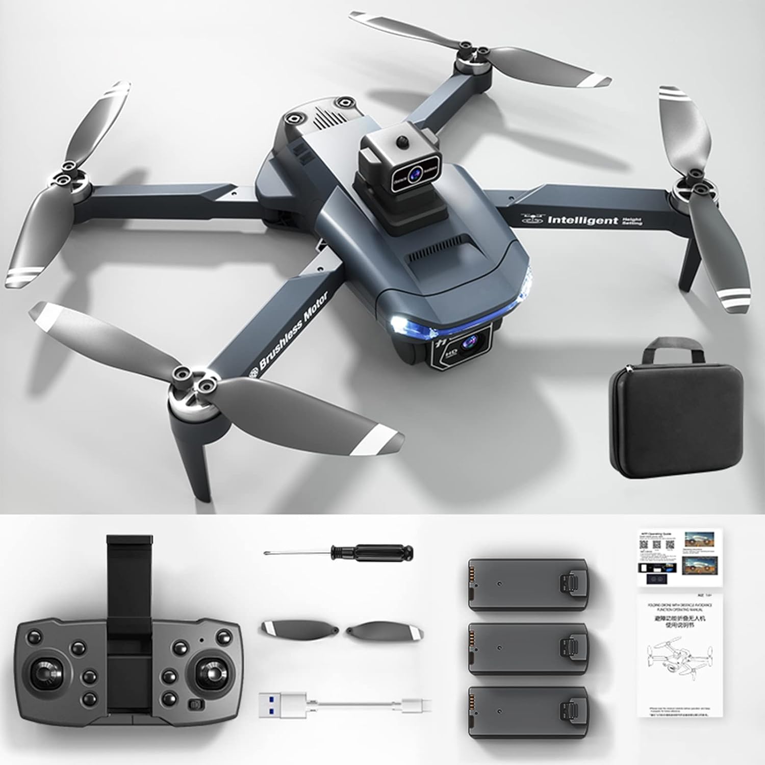AIROKA RC Drone, Suitable for Adult Beginners Remote Control and Aerial Photography, Brushless Motor, Switchable Dual Camera, Trajectory Flight, Headless Mode, Is The First Choice of Drone Beginners, Can Be Used As A Holiday Gift.