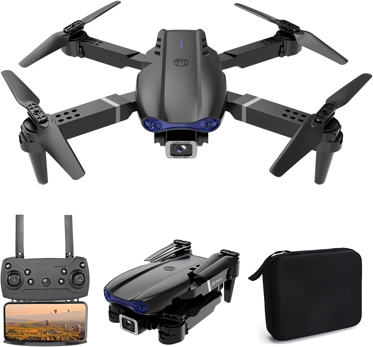 Drone with 1080P Dual HD Camera – 2023 Upgradded RC Quadcopter for Adults and Kids, WiFi FPV RC Drone for Beginners Live Video HD Wide Angle RC Aircraft, 2 Batteries ,Trajectory Flight, Auto Hover, Carrying Case.