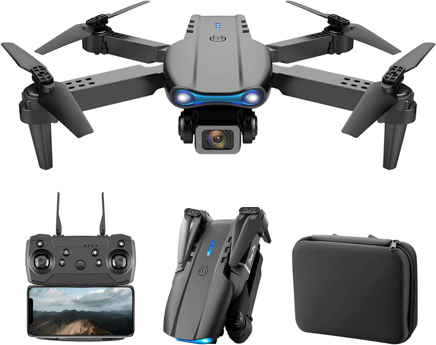 Drone with 1080P Dual HD Camera – 2023 Upgradded RC Quadcopter for Adults and Kids, WiFi FPV RC Drone for Beginners Live Video HD Wide Angle RC Aircraft, Trajectory Flight, Auto Hover, 2 Batteries ,Carrying Case.