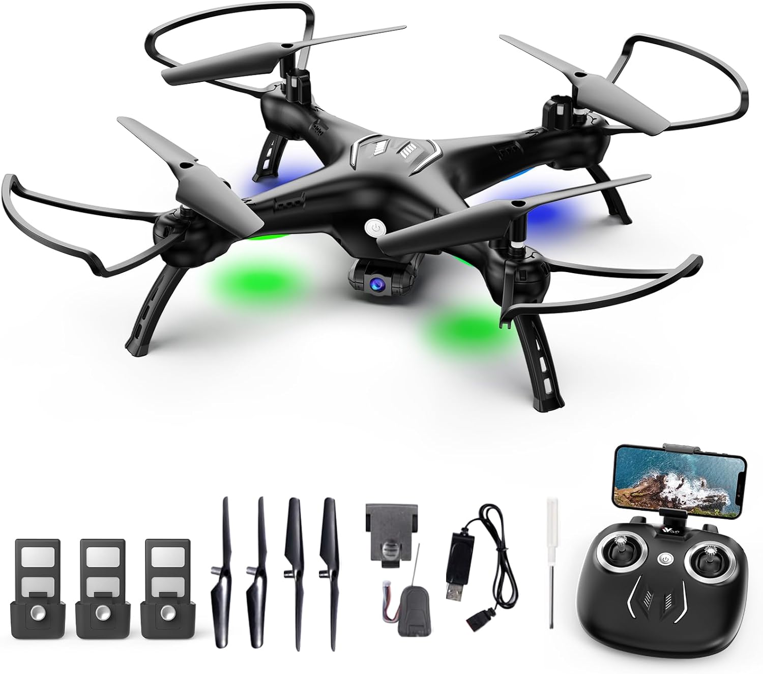 Drone with Camera for Adults/Kids/Beginners – ATTOP W10 1080P 120° FPV Live Video Drone, Beginner Friendly with 1 Key Fly/Land/Return, 360° Flip, APP/Remote/Voice/Gesture/Gravity Control, Camera Drone for Kids 8-12 w/ Safe Emergency Stop, 20 Mins Flight, No FAA License Required, Halloween Toys