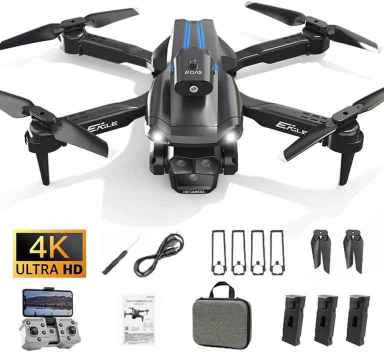 HYTOBP M° 4K Drone with Camera, Triple Cameras, 360° Obstacle Avoidance Drone, 45 Mins Flight, 3 Batteries, 90° Adjustable Lens, Auto Return, 360° Flip, One Key Take Off/Land, Drone for Kids and Beginners