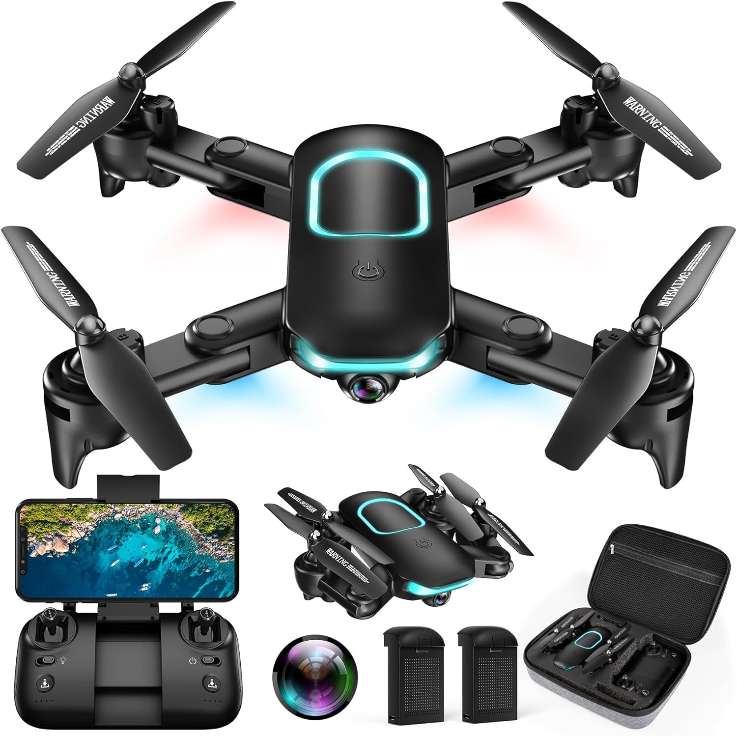 REDRIE Drone with Camera – Foldable Mini Drone for Adults and Kids with 1080P FPV Camera, Upgrade Altitude Hold, Gestures Selfie, Waypoint Fly, Headless Mode, 3D Flip, One Key Start, 3 Speed Mode, Circle Fly, 2 Batteries