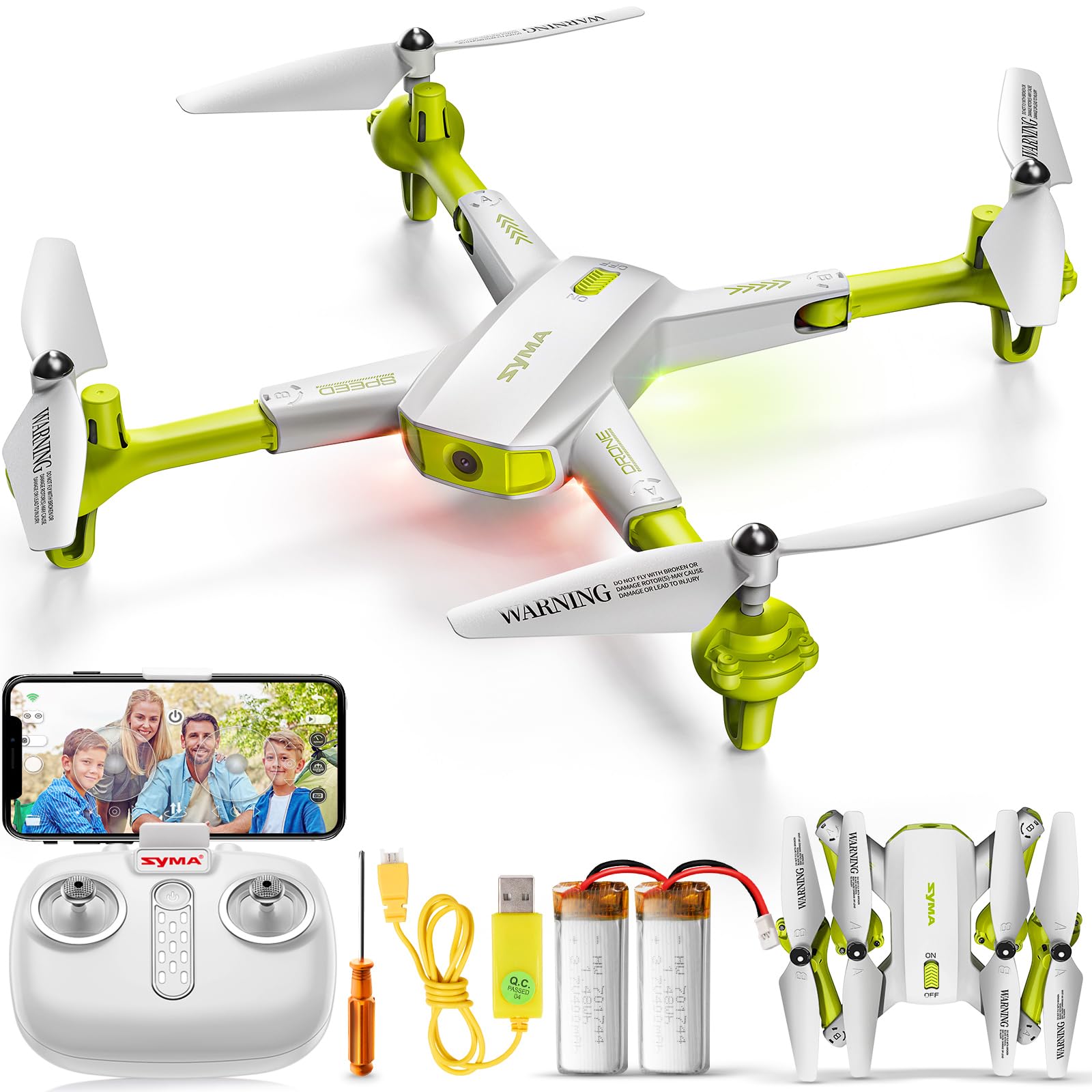 SYMA Drone with Camera 1080P HD FPV Cameras Remote Control Toys RC Quadcopter Helicopter Gifts for Boys Girls Adults Beginners with Altitude Hold, Headless Mode, One Key Start, 3D Flips 2 Batteries