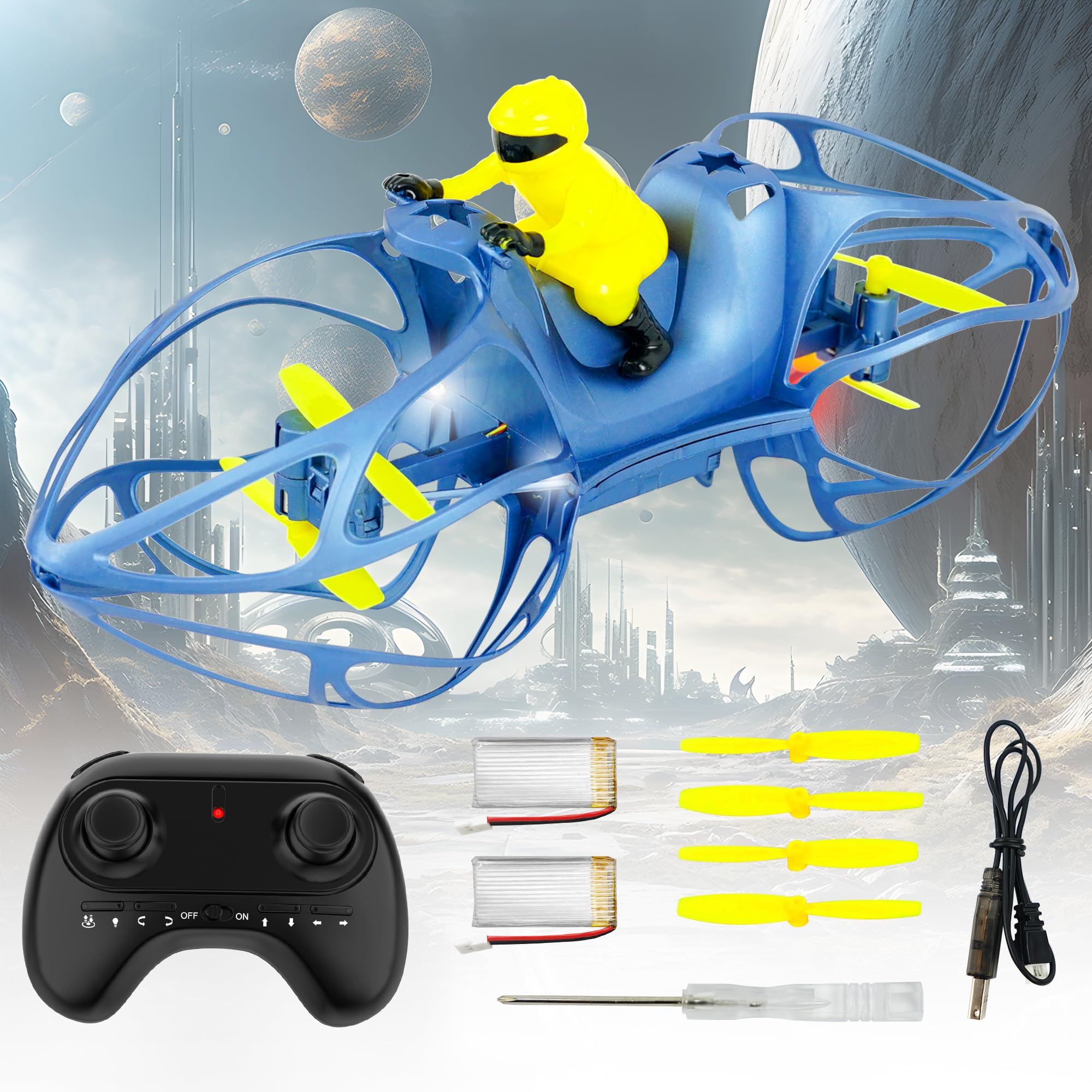 BEZGAR Remote Control Dinosaur Toys for Kids – Flying RC Drone for Beginners Gift, Altitude Hold, Headless Mode, LED Light, One Key Fly/Land Speed Adjustment with 2 Batteries, Mini Drone Toys Birthday Gifts for Boys and Girls 4 6-8 8-12