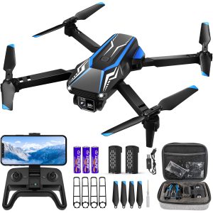 Dazlen Drone with Camera for Adults, 1080P FPV Foldable Drone with Altitude Hold, 3D Flips, Gestures Selfie, Waypoint Fly, 3 Speed Mode, One Key Start/ Landing, Toys Gifts RC Quadcopter with 2 Batteries for Kids Beginners 10.1