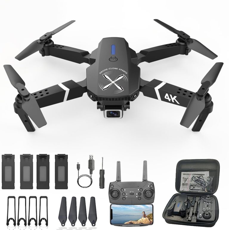 Drone-Clone Xperts Falcon 4K Drone Pro EXTREME Upgrade With 4K Camera Adults Beginners Kids, Foldable RC Quadcopter, Toys Gifts, FPV Video, Carry Case, One Key Start, Follow Mode, Includes 4 Batteries