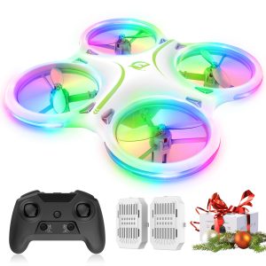 Ficinto M28 Mini Drones for Kids and Beginners, Small LED RC Quadcopter with Headless Mode, Auto Hovering, 3D Flip, 3 Speed, Colorful LED Lights, 2 Batteries (15MINIS),Gift Toy for Boys and Girls